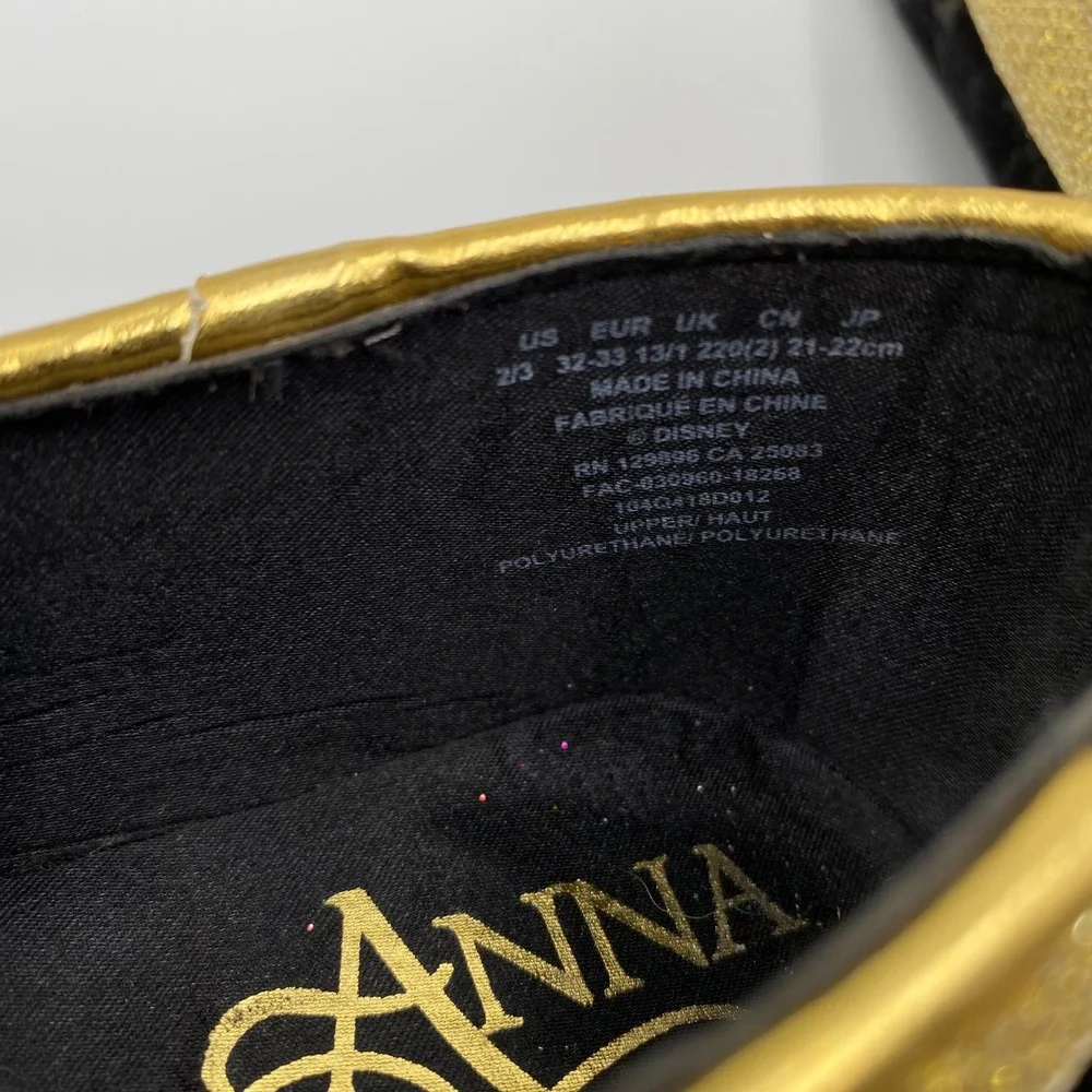 Disney Anna Gold Trimmed Jeweled Ballet Flats Girls Costume Dress Up size 2/3‎